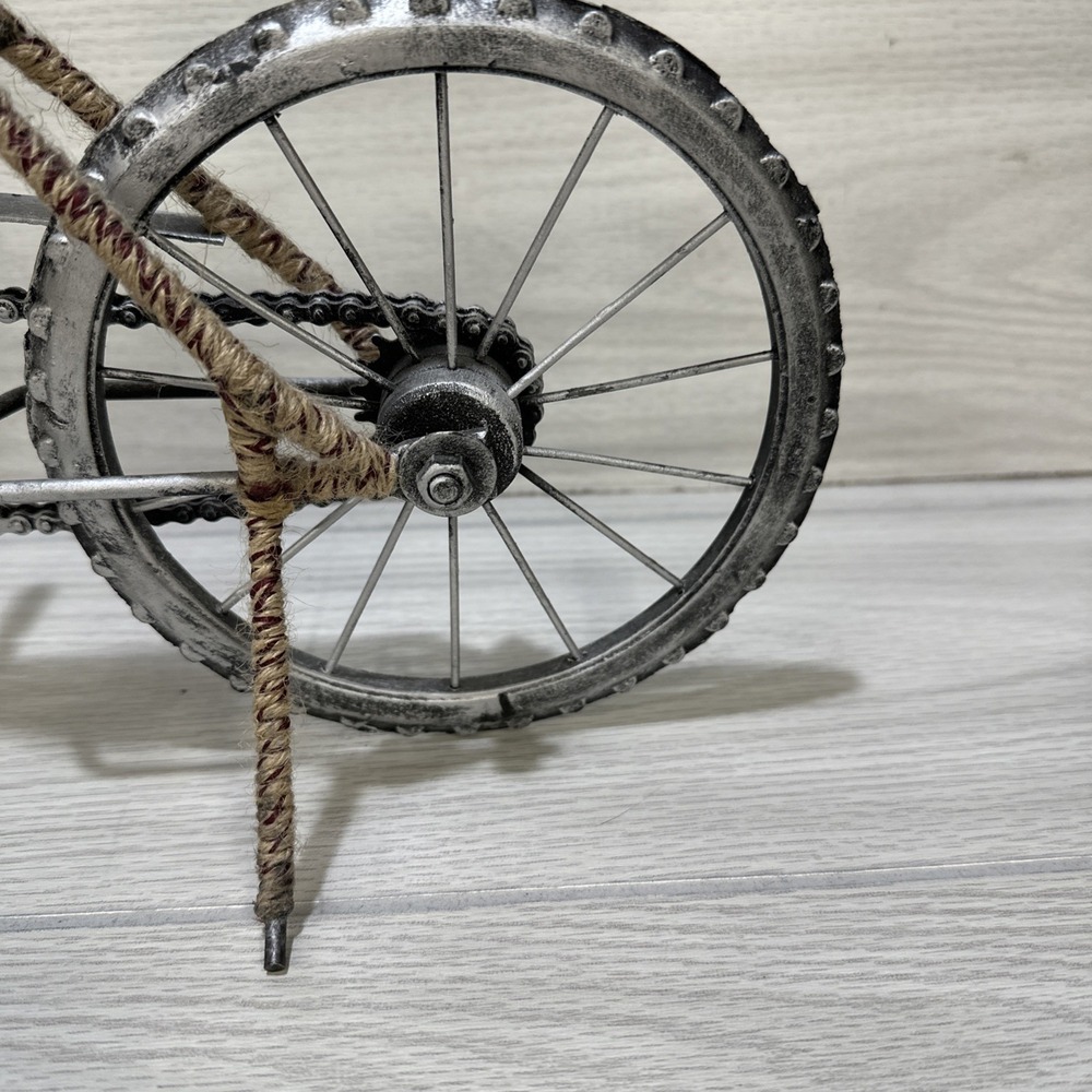 Rustic Metal Wood Rope Decorative Bicycle 21x10.5" Shelf‎ Table Decor - Picture 5 of 7